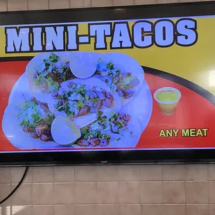 Screen menu food truck mini tacos