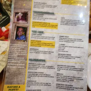 a menu for a mexican restaurant