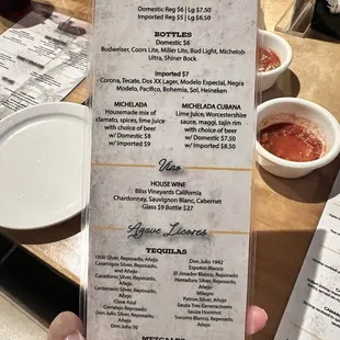 Drink menu
