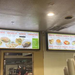Menu from the restaurant side