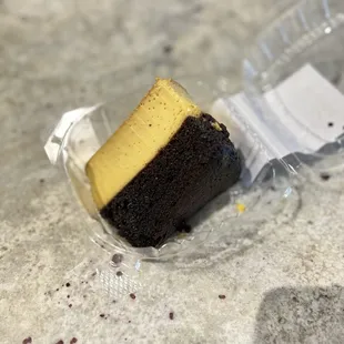 a piece of cake in a plastic container