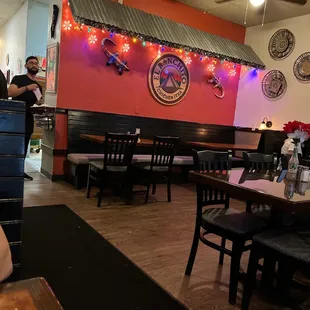 the dining area of a mexican restaurant