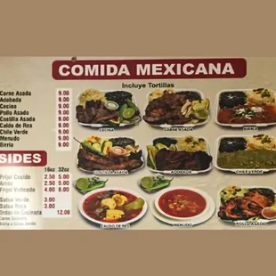 mexican food menu