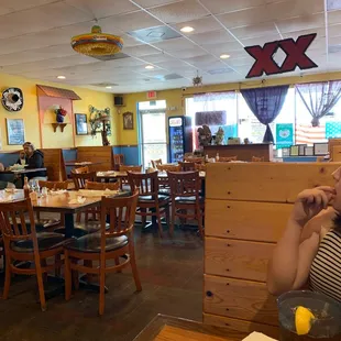 a woman sitting at a table
