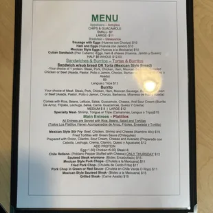 Menu as of 1/9/25