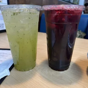Agua frescas! Limonada with cucumber and Jamaica