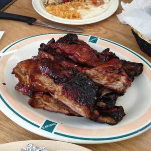 Ribs. Sweet with a good char on the outside! Great.