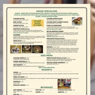 the menu of the restaurant