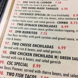 the menu