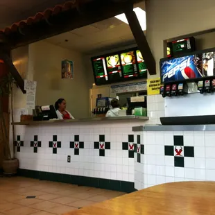 the counter and televisions