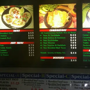 Menu continued