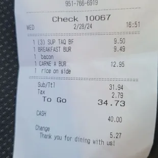 9.50 for 3 rolled tacos? Last time