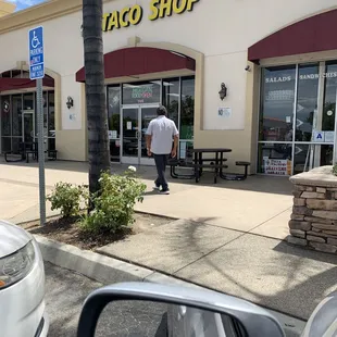 Outside. Just drove up to get my to go order.
