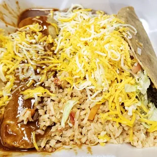 Combo enchiladas and taco