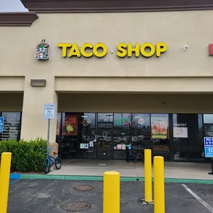 Outside, front of shop