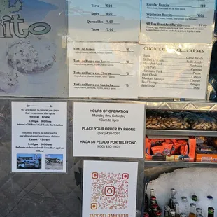 menus and prices
