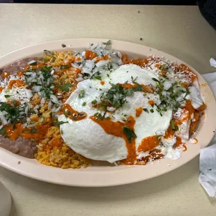 Chilaquiles rojos over medium