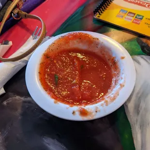 This is the &quot;salsa.&quot; Tastes like pizza tomato sauce with little flavor.