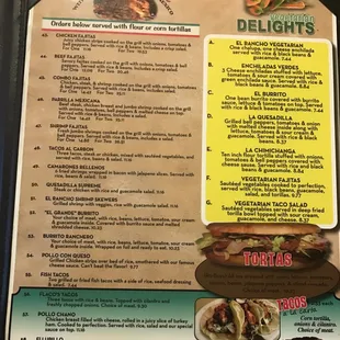 a menu for a mexican restaurant
