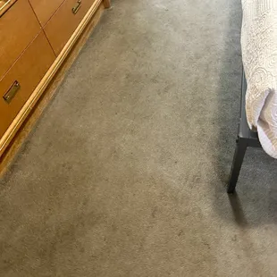 Terribly dirty carpets all through the room