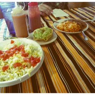 two plates of food on a table