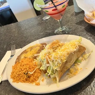 Chicken tacos with rice and beans! So so so good!