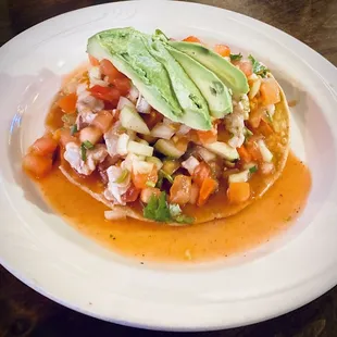 Shrimp ceviche tostada