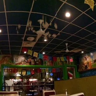 the interior of a mexican restaurant