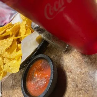 Salsa is not spicy and bland but okay