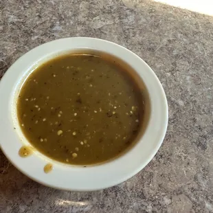 This is a $2 bowl of house hot sauce in which I didn't know was an up charge