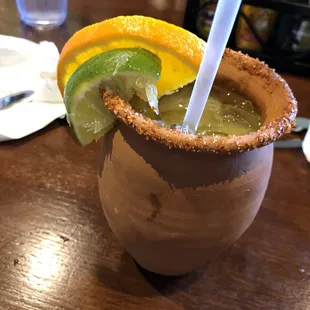 a drink with a straw in it