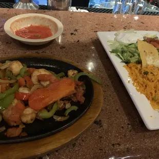 Shrimp and lobster fajitas