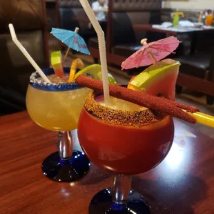 A margarita in the back and a chamoy margarita in the foreground - super #yum #ReviewsByRL