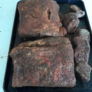 Beef plate ribs seasoned up and ready for smoker.