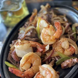 Shrimp and steak Fajitas