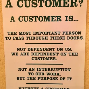 This is posted just inside the door !!!