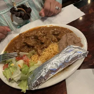 Carne quisada plate.