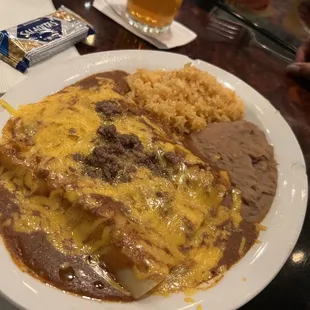 Beef enchiladas plate.
