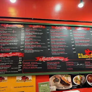 Posted menu in restaurant as of 7/10/24