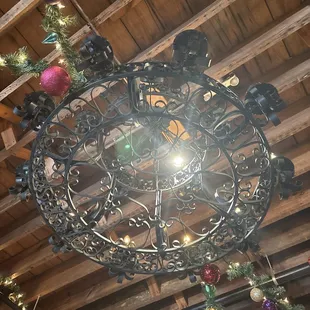 Chandelier with Christmas decorations