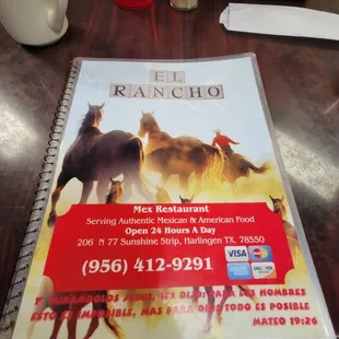 Menu cover