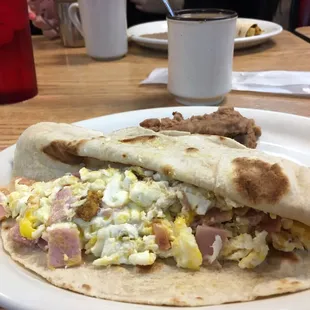 Large Breakfast Taco. Ham and Egg.