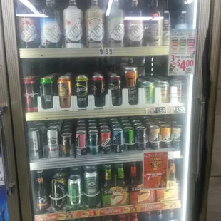 a refrigerator full of alcohol
