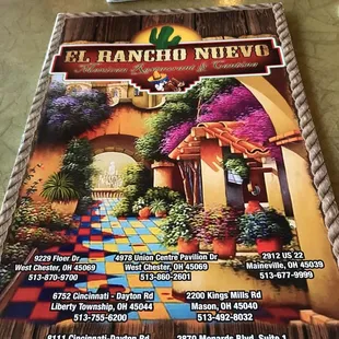 Front of menu