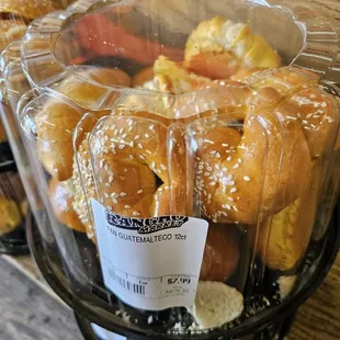 a basket of pretzels