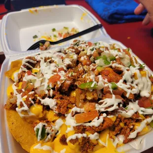 Pastor Nachos with everything but beans