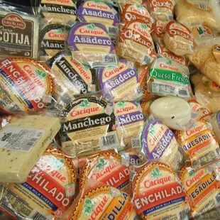 A variety of cheeses