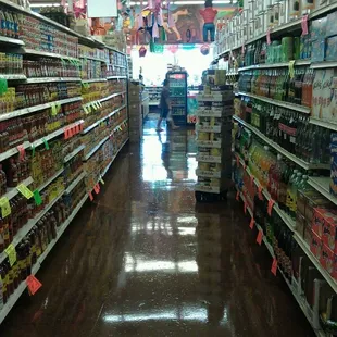 Most aisles vary in width. This one is narrow