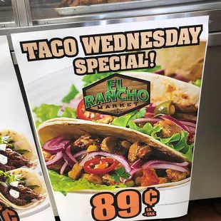 a taco wednesday special sign