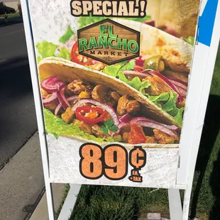 89 cents on tacos every Wednesday and Thursday